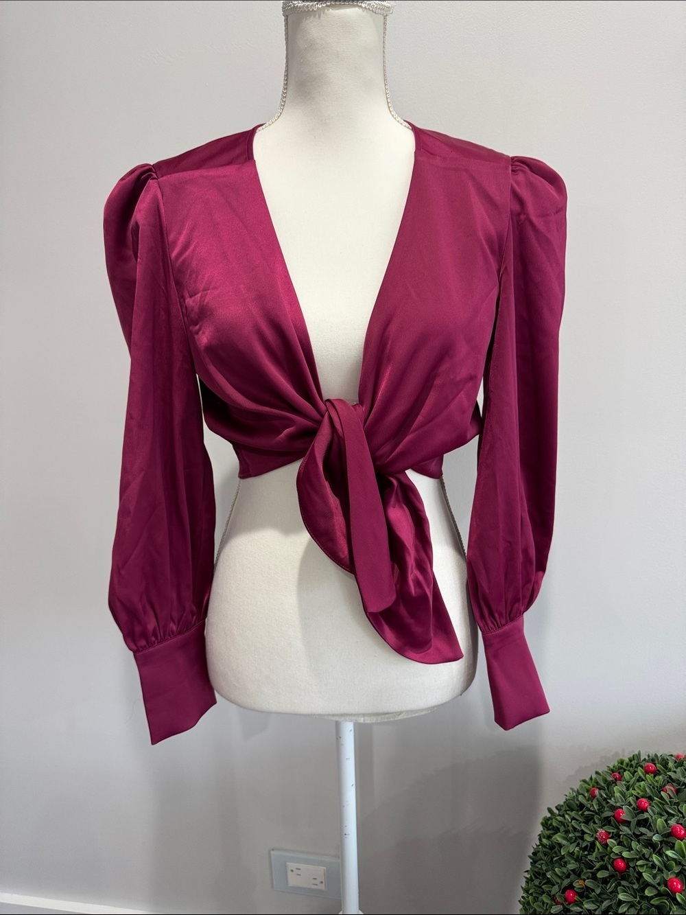 NWT Wayf Berry Silky Long Sleeve Crop
Top Sz M